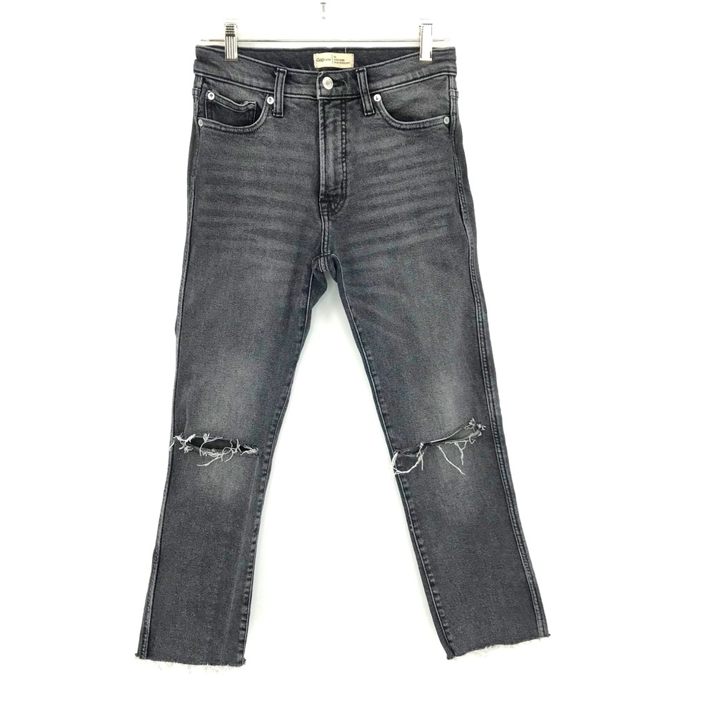 GAP High Rise Slim Straight Mom Jean Black Gray